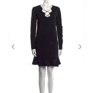 Emilio Pucci black lace-up dress with ruffle hem - 8